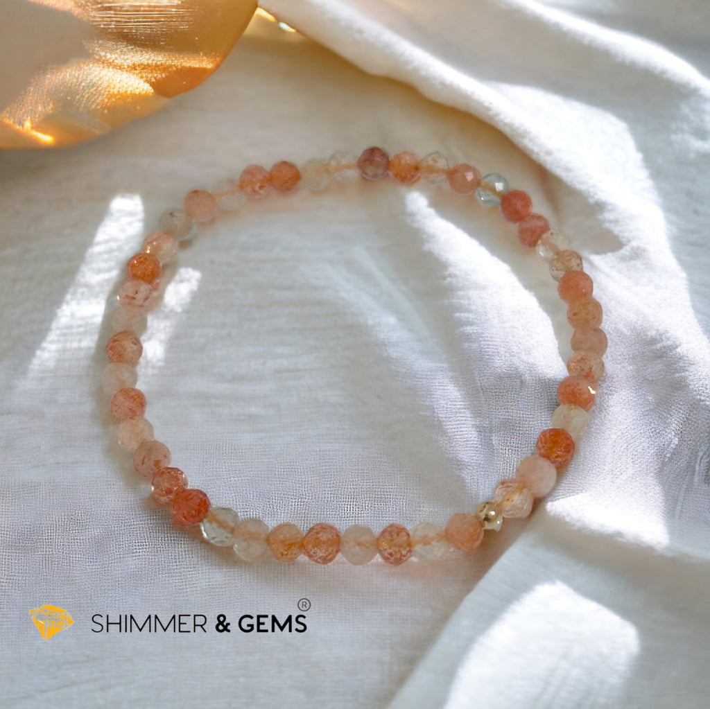 Sunstone Arusha 4mm Faceted Bracelet with 14k gold filled bead (AAA grade)