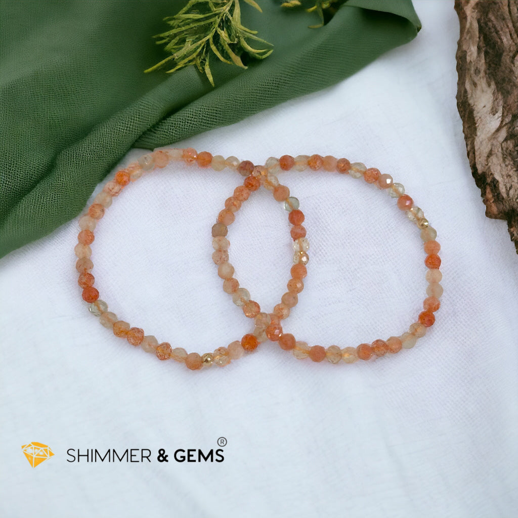 Sunstone Arusha 4mm Faceted Bracelet with 14k gold filled bead (AAA grade)