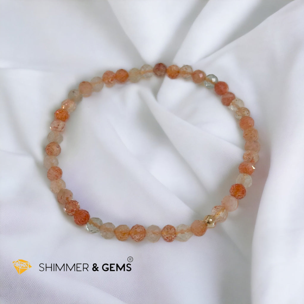 Sunstone Arusha 4mm Faceted Bracelet with 14k gold filled bead (AAA grade)