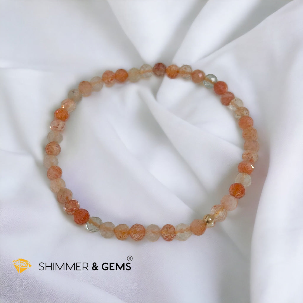Sunstone Arusha 4mm Faceted Bracelet with 14k gold filled bead (AAA grade)