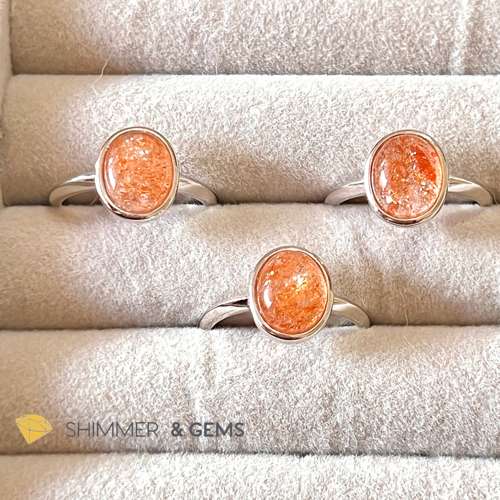 Sunstone Oval 925 Silver Ring (8X10Mm)