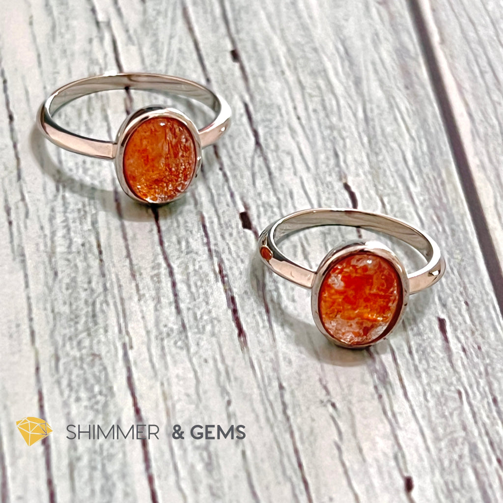 Sunstone Oval 925 Silver Ring (8X10Mm)