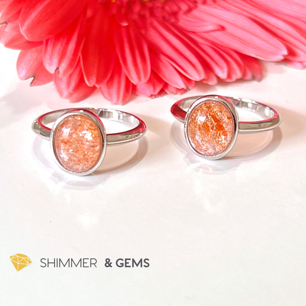 Sunstone Oval 925 Silver Ring