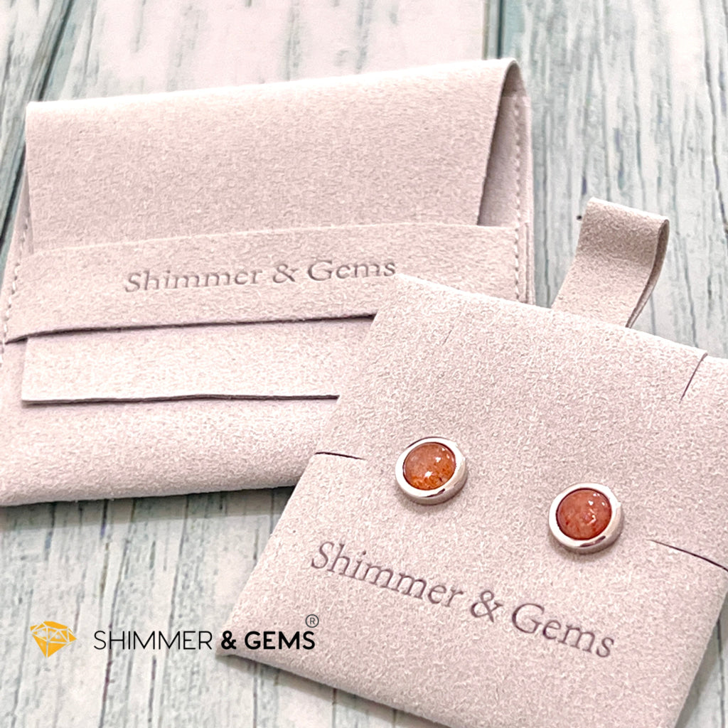 Sunstone Round 925 Silver Earrings