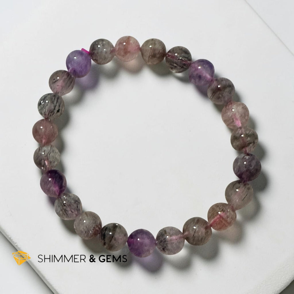 Super 7, 8mm Bracelet (Top Grade, AAAA) Good Health & Luck