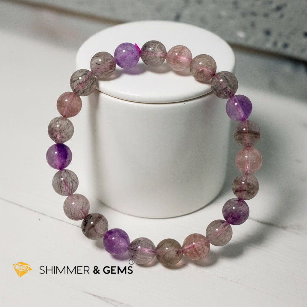 Super 7, 8mm Bracelet (Top Grade, AAAA) Good Health & Luck