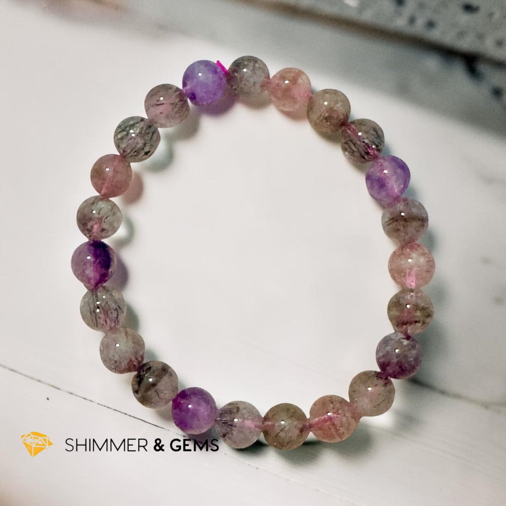Super 7, 8mm Bracelet (Top Grade, AAAA) Good Health & Luck