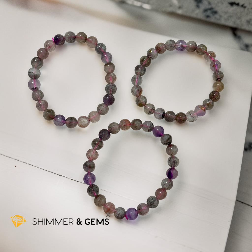 Super 7, 8mm Bracelet (Top Grade, AAAA) Good Health & Luck
