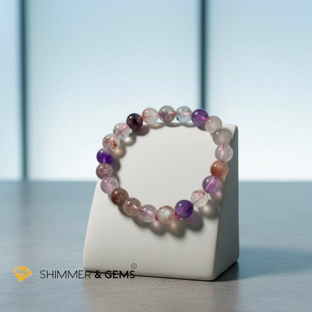 Super 7, 9mm Bracelet (Top Grade, AAAA) Good Health & Luck