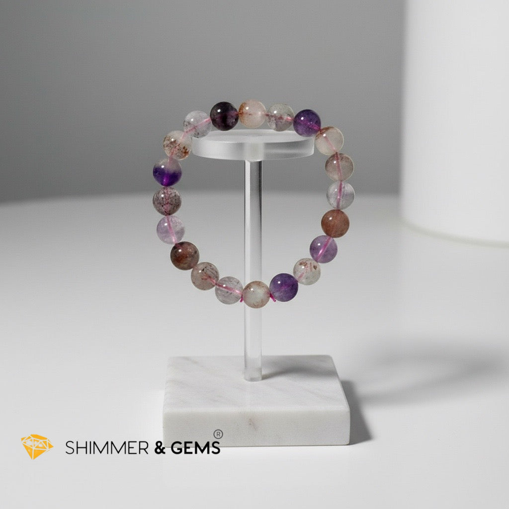 Super 7, 9mm Bracelet (Top Grade, AAAA) Good Health & Luck