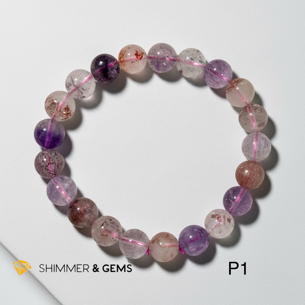 Super 7, 9mm Bracelet (Top Grade, AAAA) Good Health & Luck