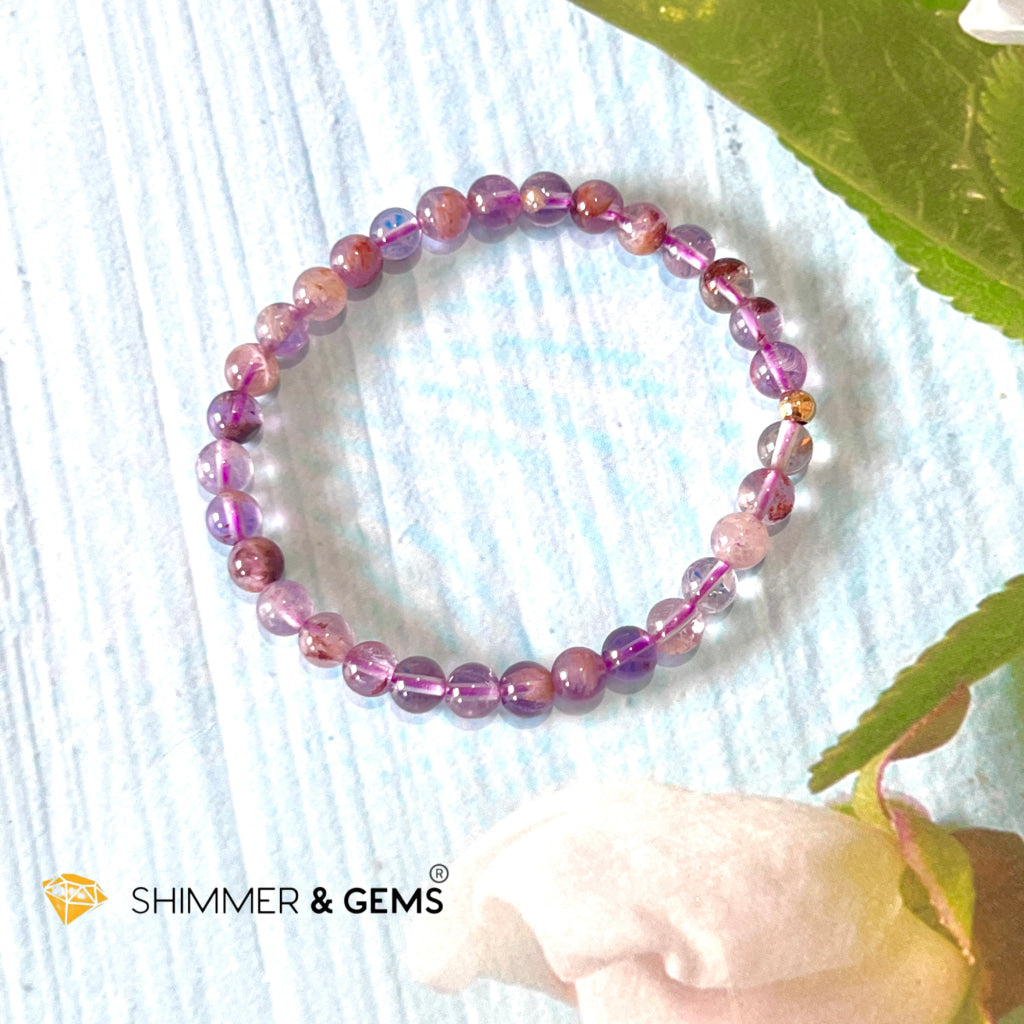 Super 7 Bracelet 6Mm With 14K Gold Filled Round Bead Bracelets