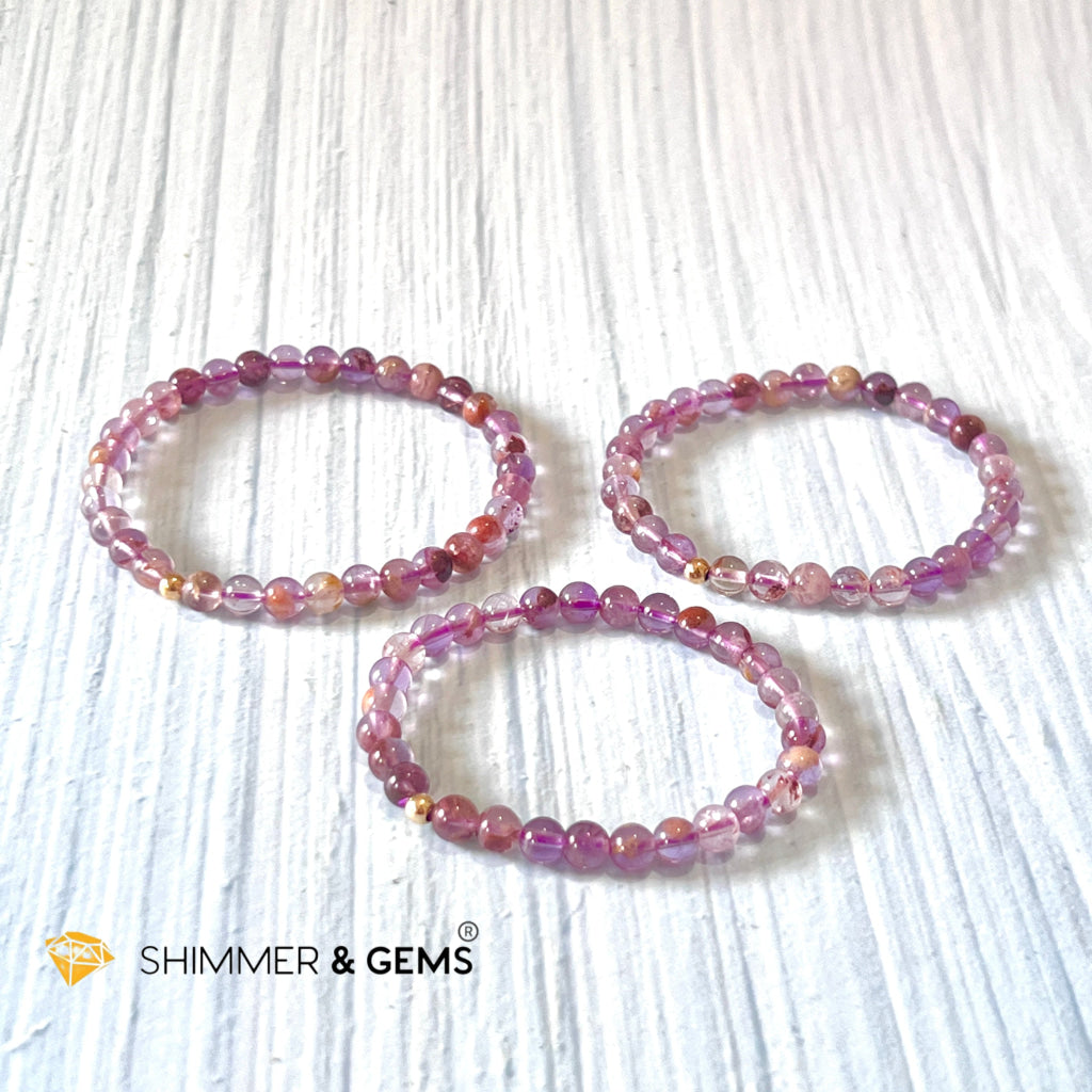 Super 7 Bracelet 6Mm With 14K Gold Filled Round Bead Bracelets