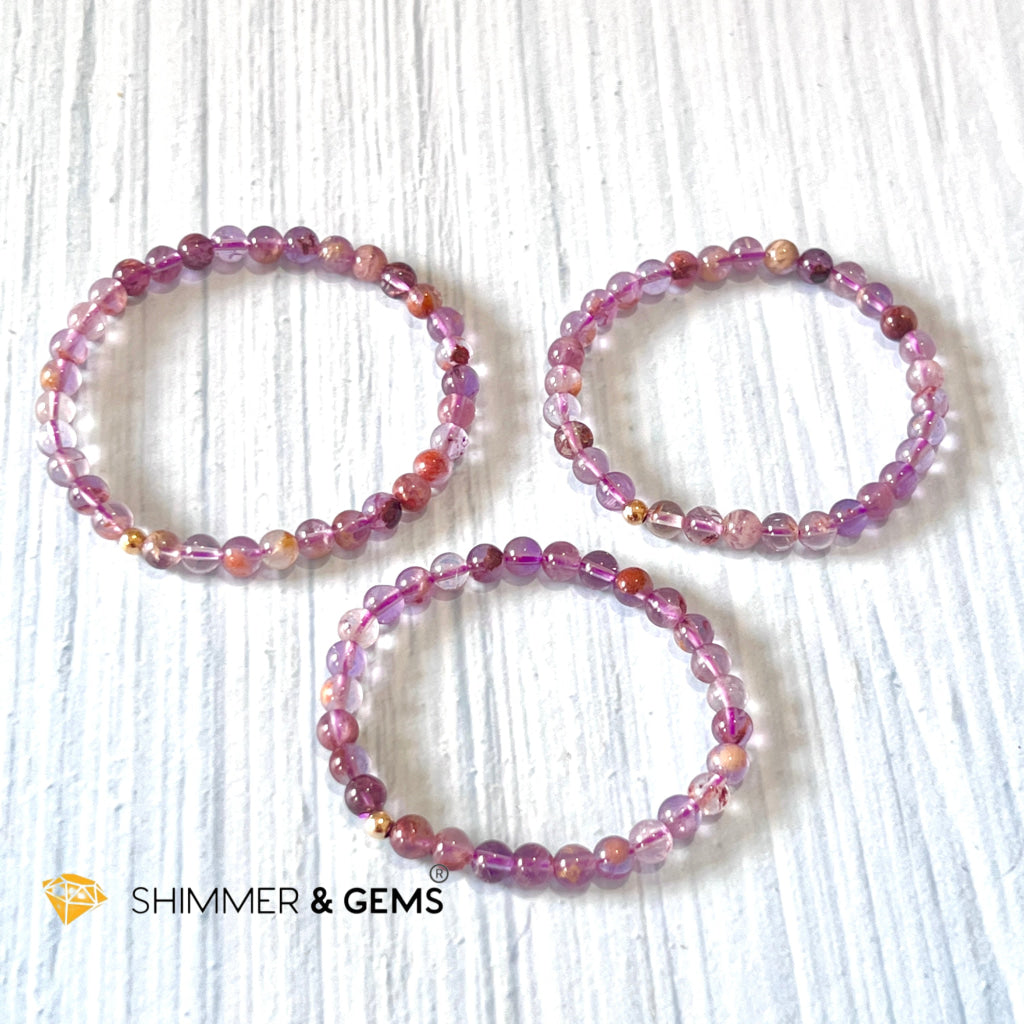 Super 7 Bracelet 6Mm With 14K Gold Filled Round Bead Bracelets