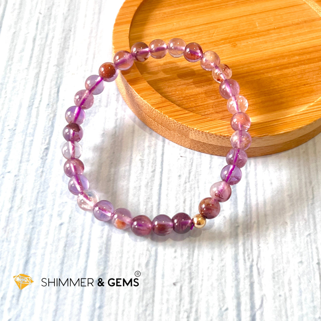 Super 7 Bracelet 6Mm With 14K Gold Filled Round Bead Bracelets