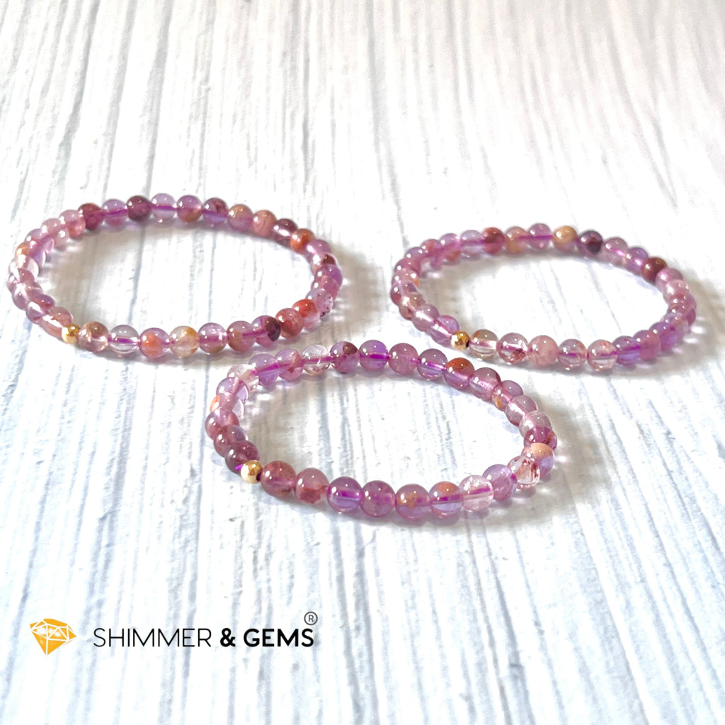 Super 7 Bracelet 6Mm With 14K Gold Filled Round Bead Bracelets