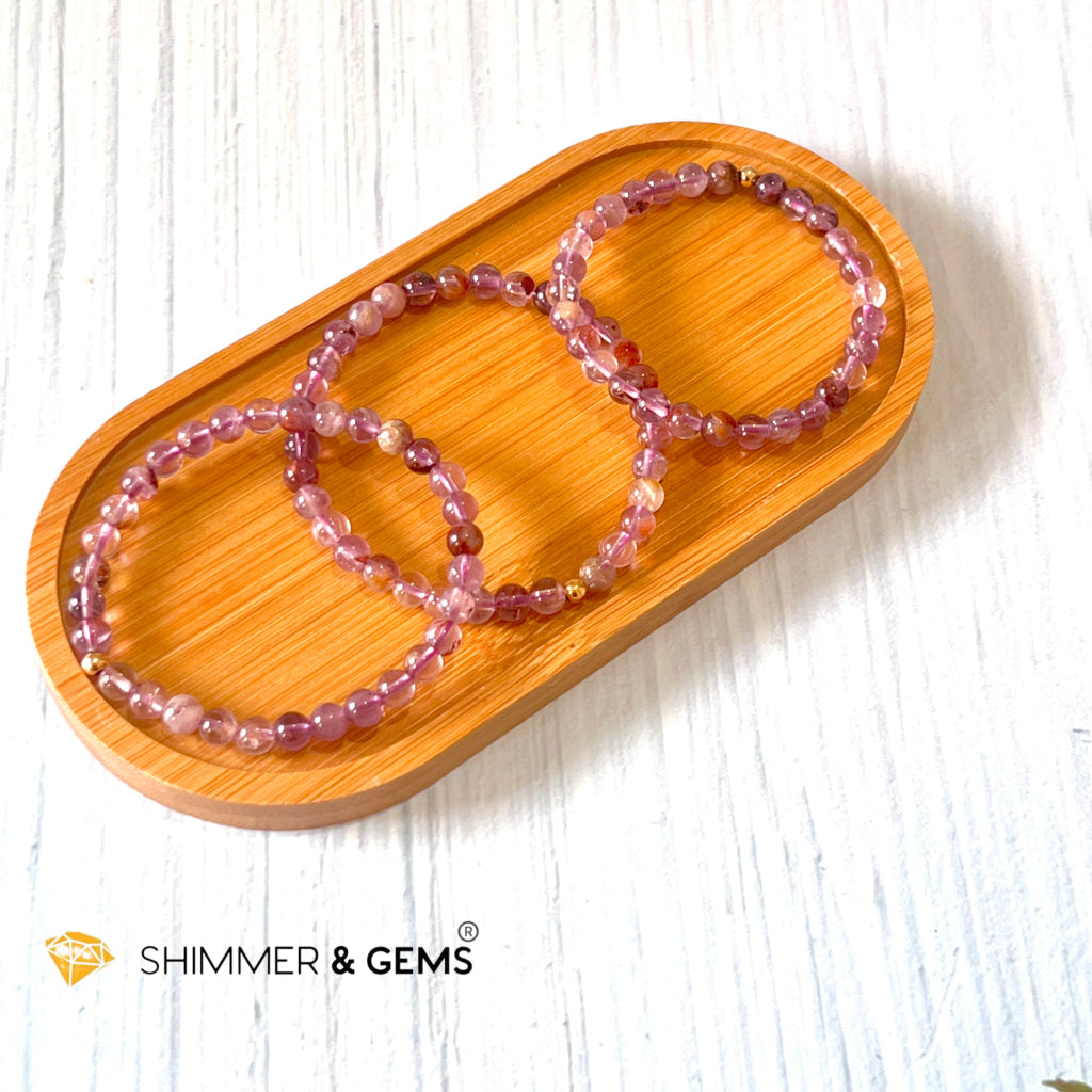 Super 7 Bracelet 6Mm With 14K Gold Filled Round Bead Bracelets