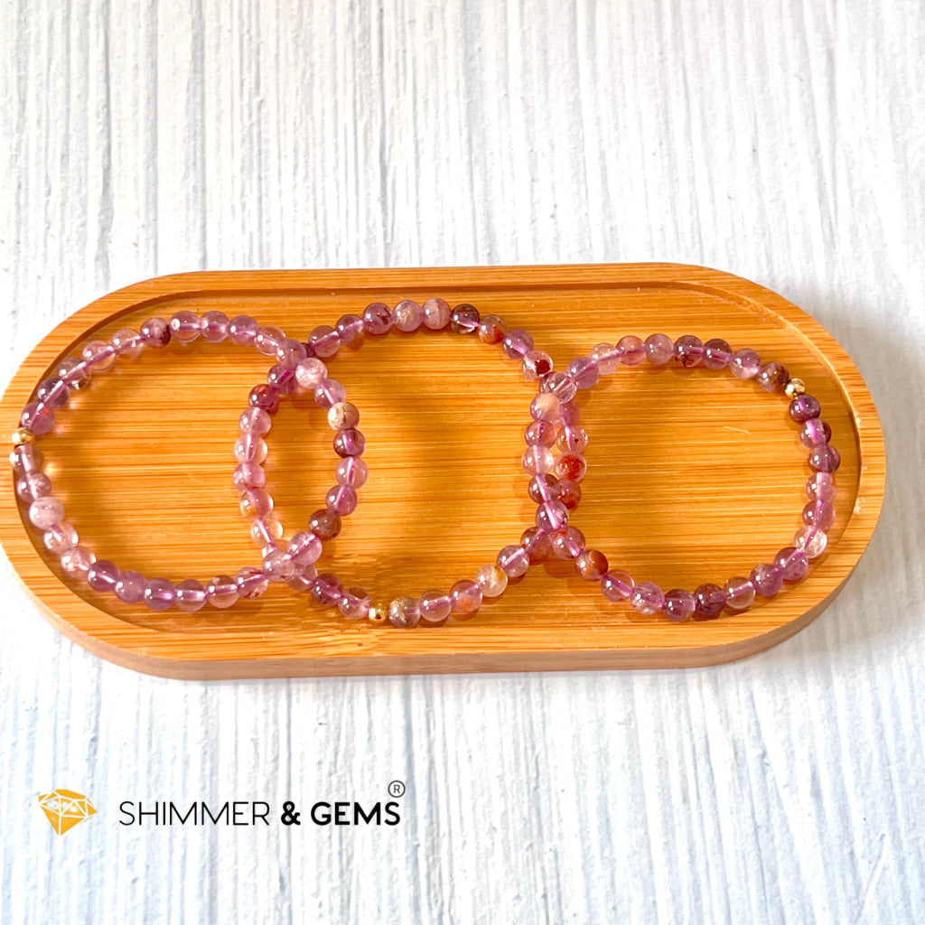 Super 7 Bracelet 6Mm With 14K Gold Filled Round Bead Bracelets