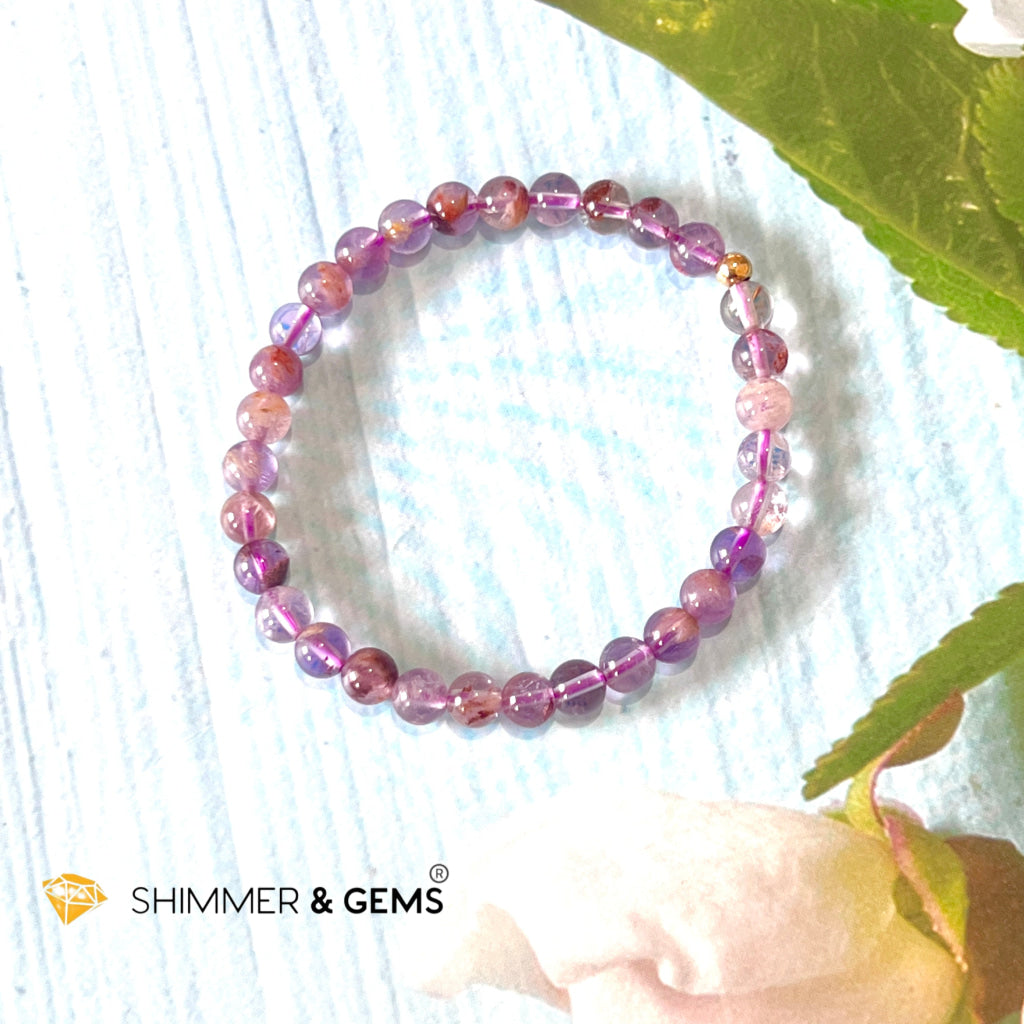 Super 7 Bracelet 6Mm With 14K Gold Filled Round Bead Bracelets