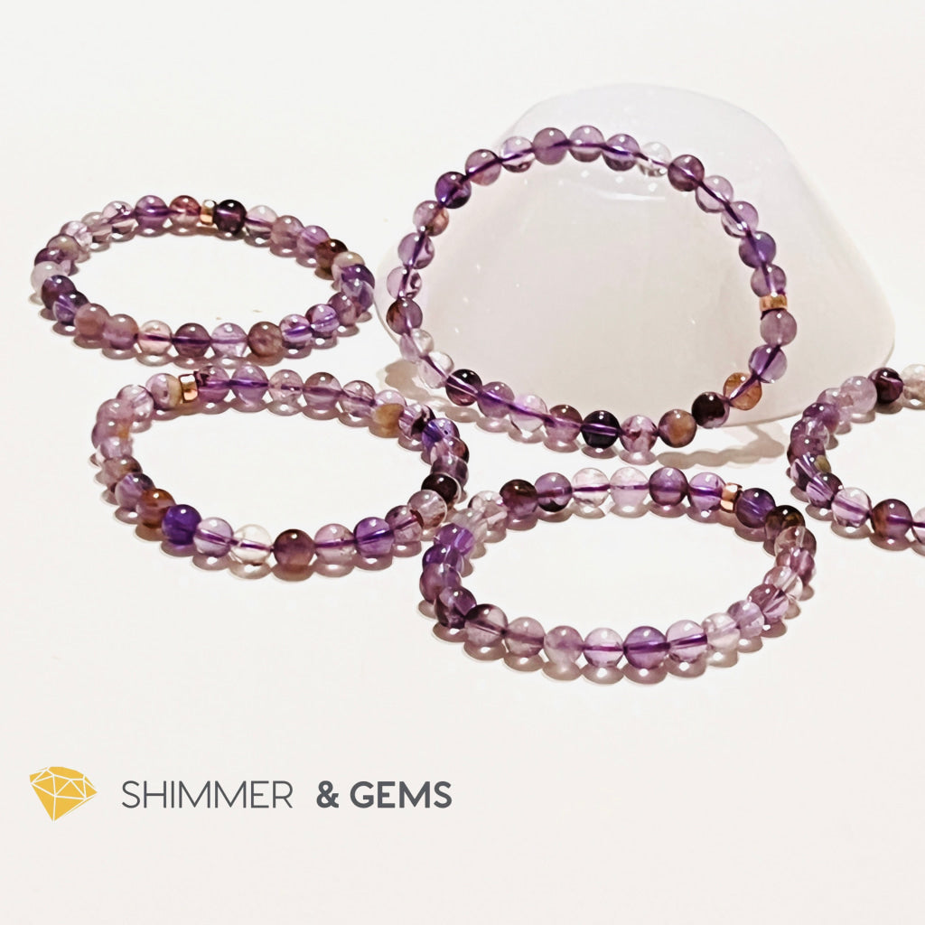 Super 7 Healing Bracelet 6Mm With 14K Rose Gold Filled Beads Bracelets