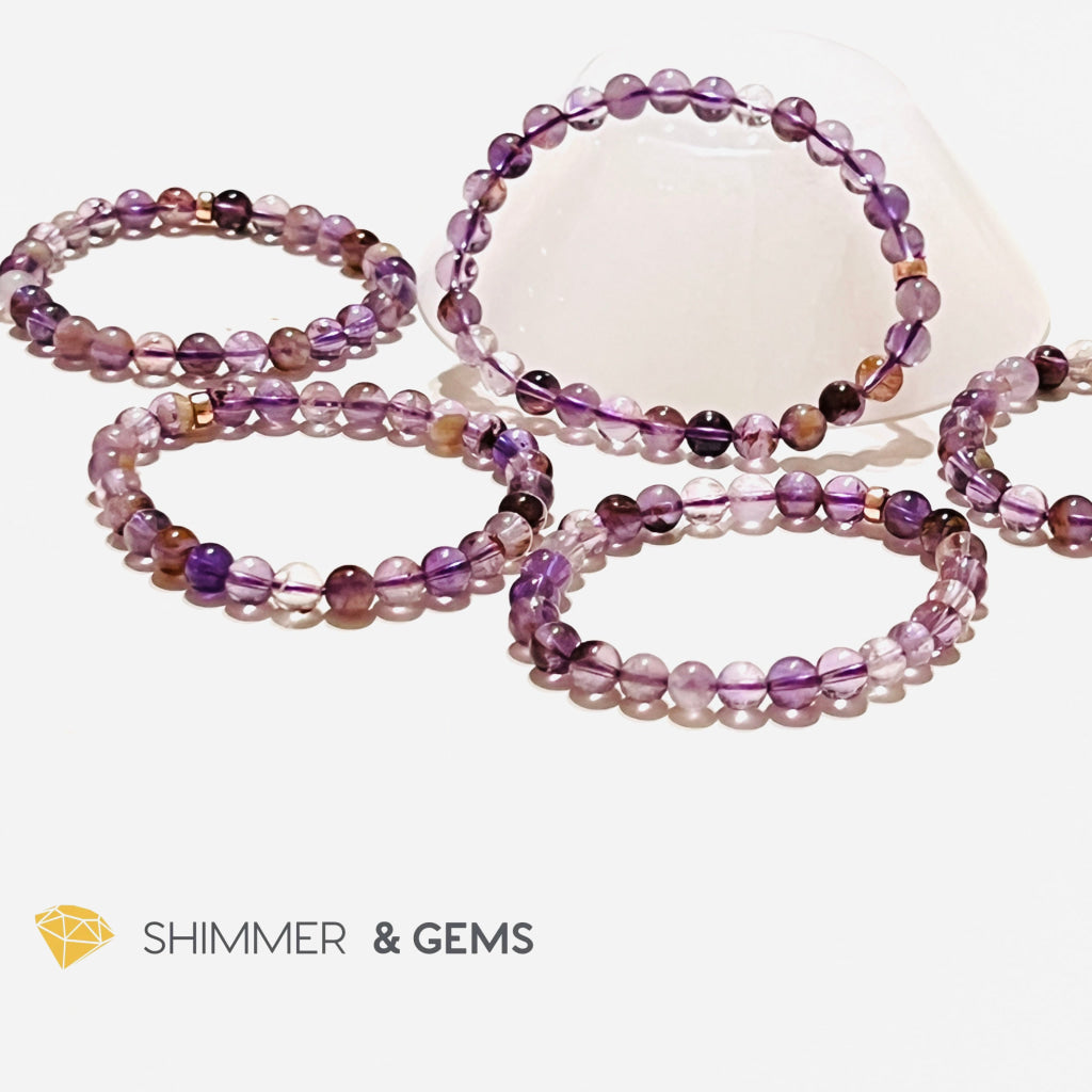 Super 7 Healing Bracelet 6Mm With 14K Rose Gold Filled Beads Bracelets