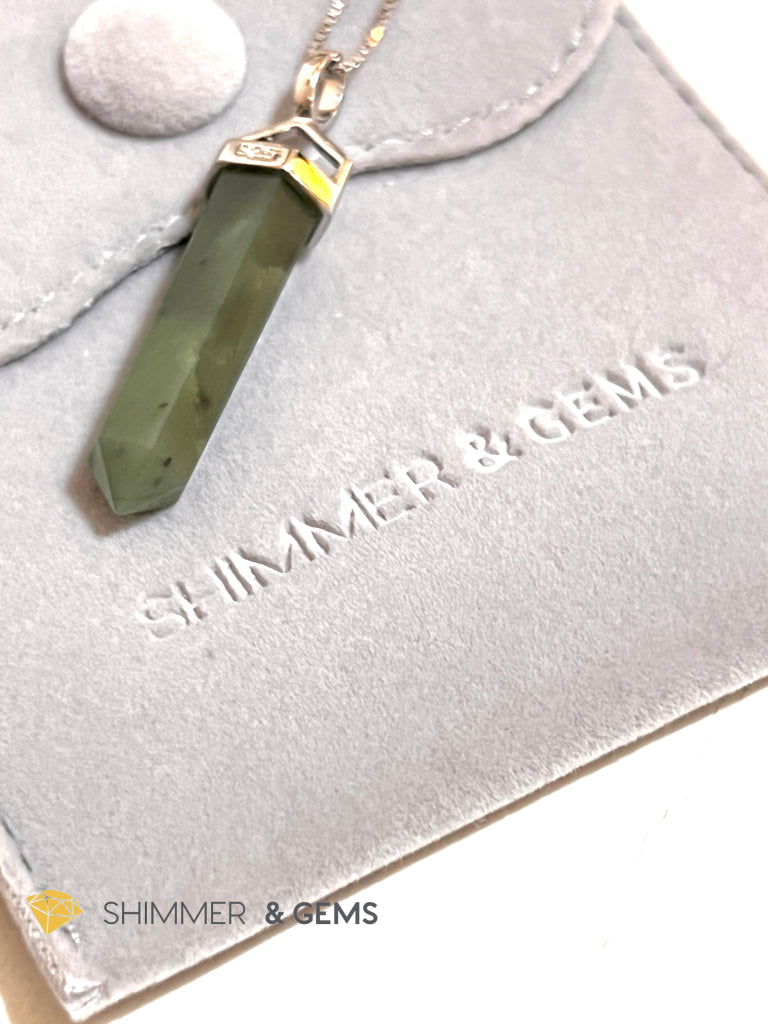 Taiwan Jade Double Pointer Pendant (925 Silver) 23.5 Carats Charms & Pendants