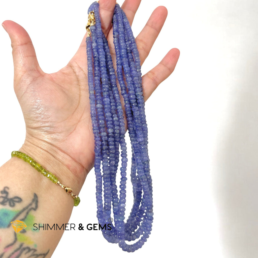 Tanzanite 6mm Rondelle Necklace with 14k gold filled finish (44cm) Tanzania