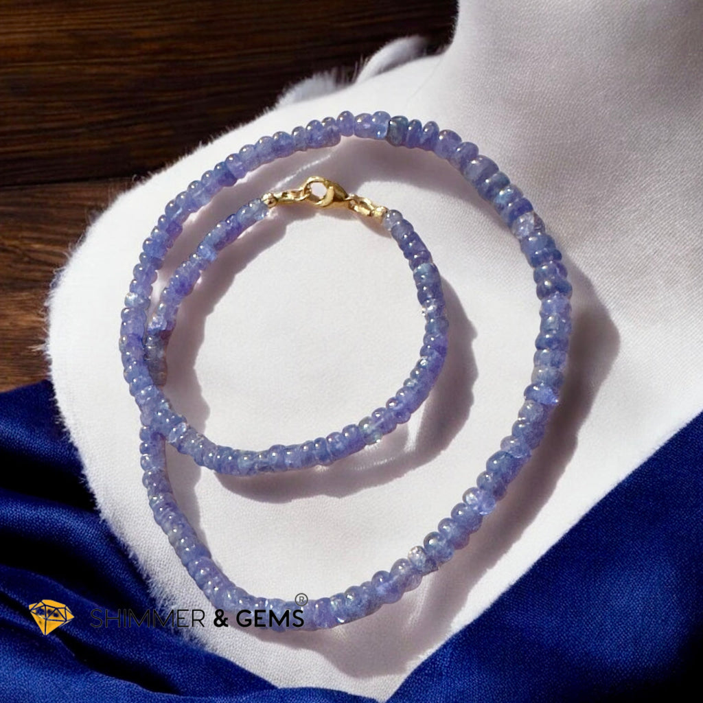 Tanzanite 6mm Rondelle Necklace with 14k gold filled finish (44cm) Tanzania