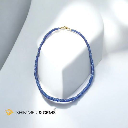 Tanzanite 6mm Rondelle Necklace with 14k gold filled finish (44cm) Tanzania