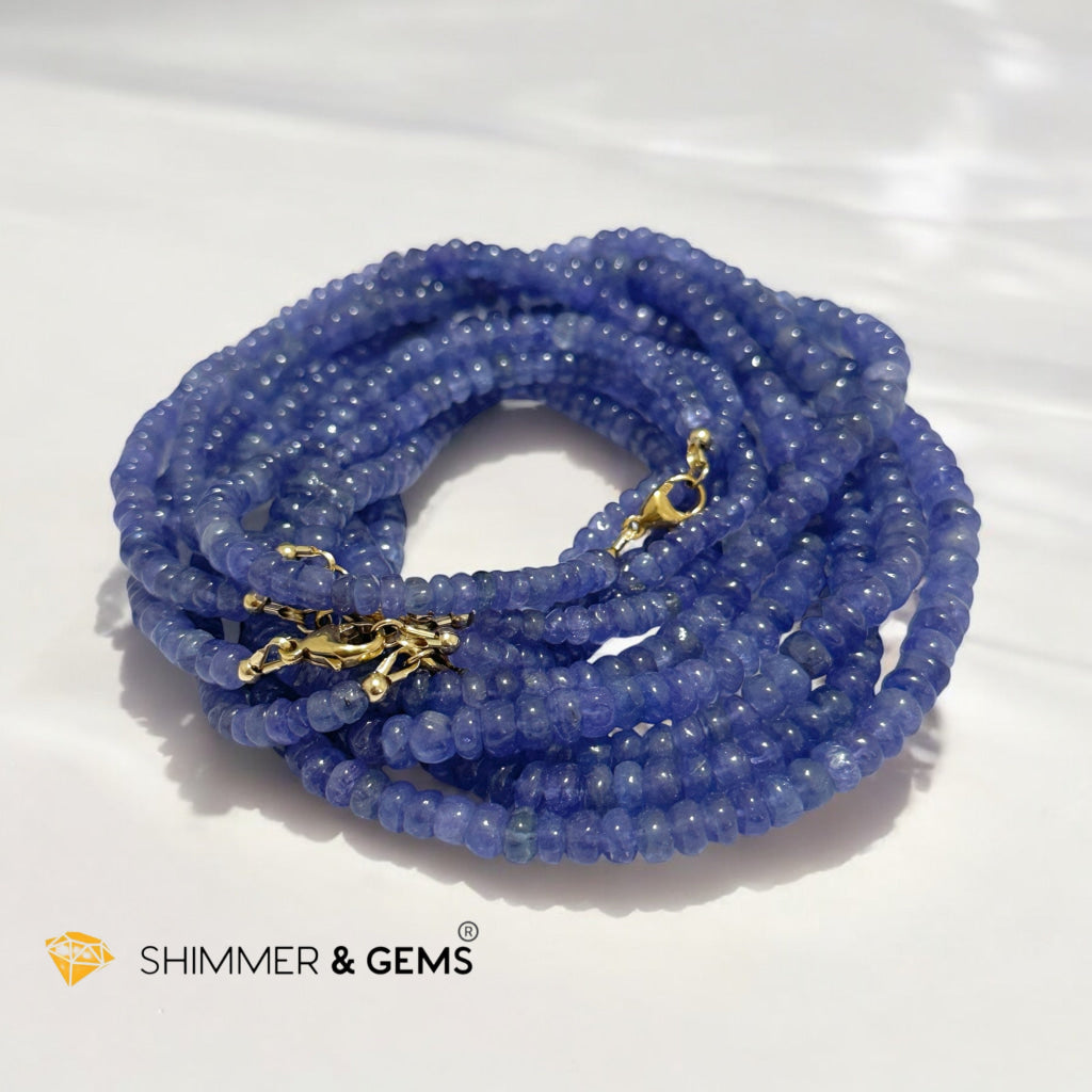 Tanzanite 6mm Rondelle Necklace with 14k gold filled finish (44cm) Tanzania