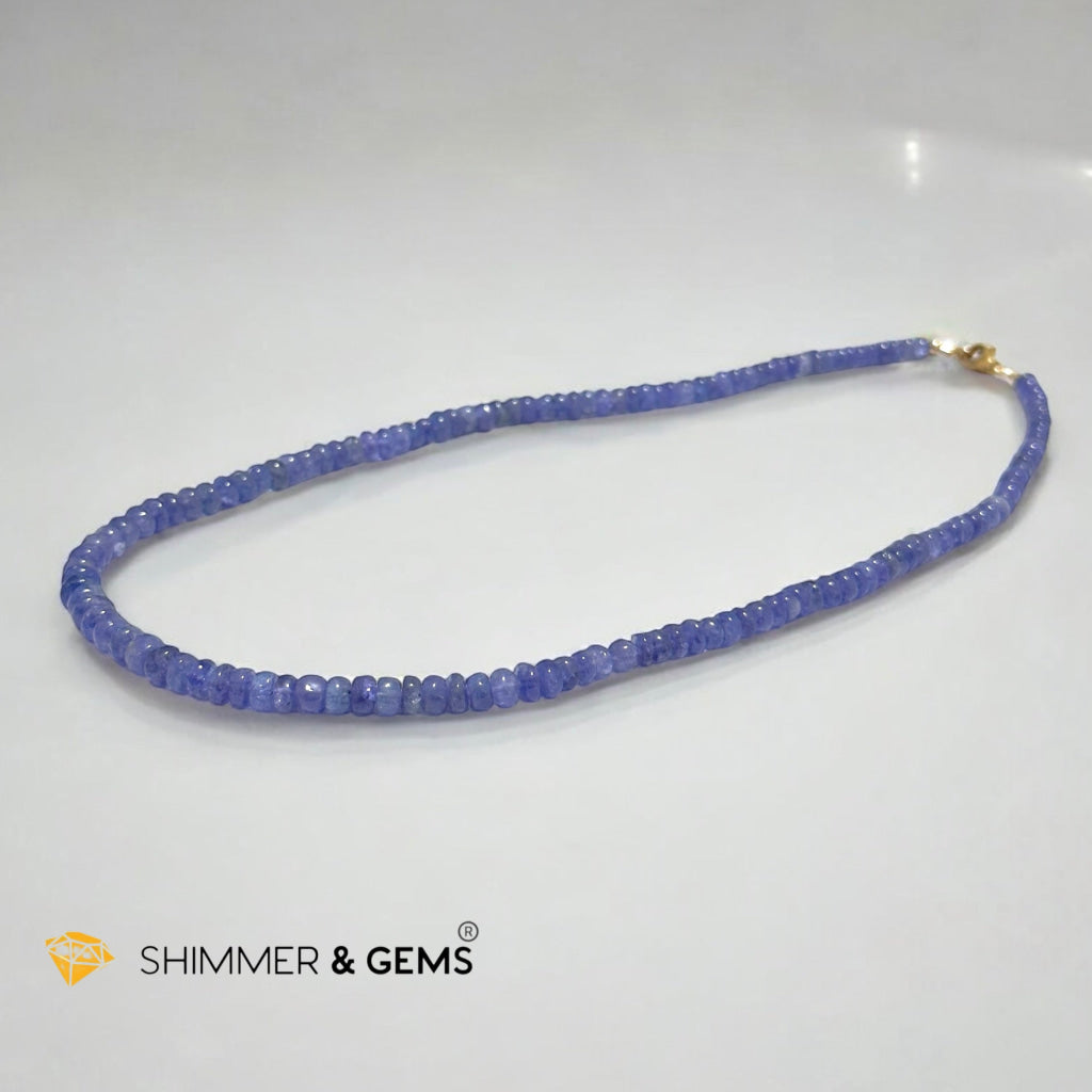 Tanzanite 6mm Rondelle Necklace with 14k gold filled finish (44cm) Tanzania