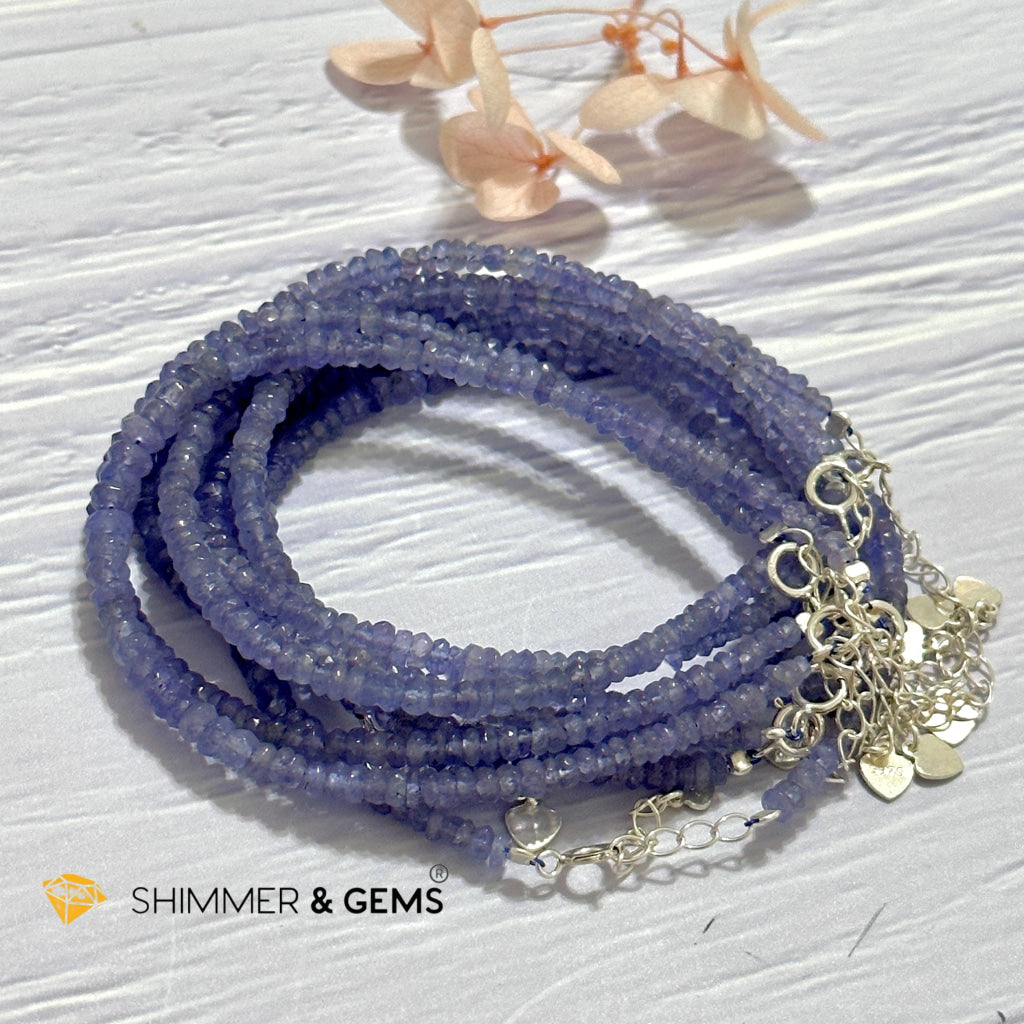 Tanzanite 925 Silver Bracelet (3-3.5mm Rondelle)