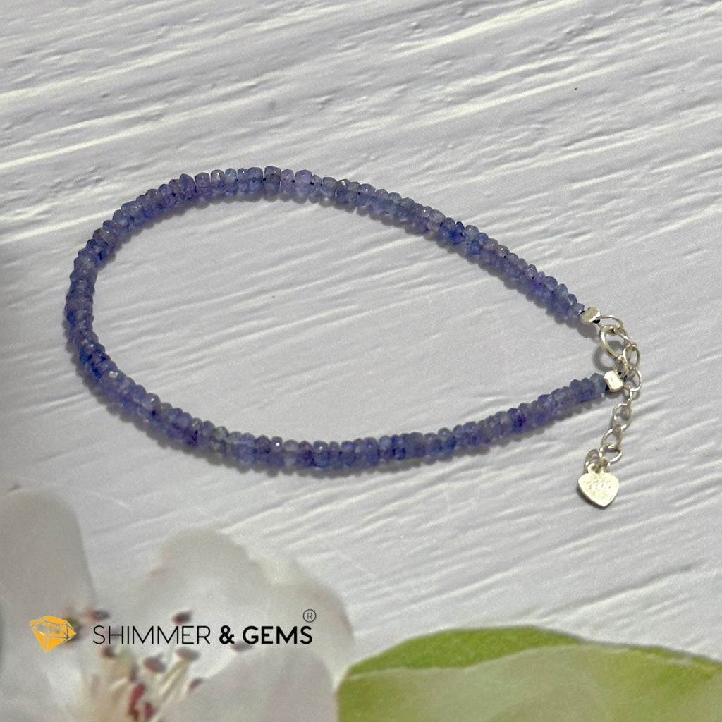 Tanzanite 925 Silver Bracelet (3-3.5mm Rondelle)