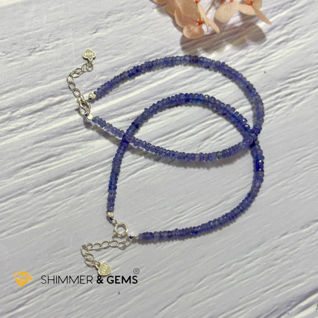 Tanzanite 925 Silver Bracelet (3-3.5mm Rondelle)