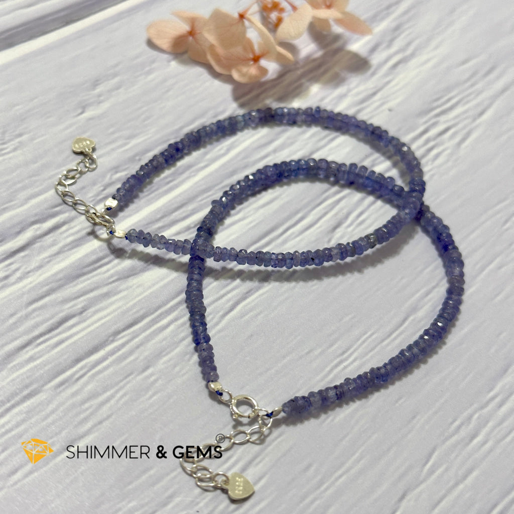 Tanzanite 925 Silver Bracelet (3-3.5mm Rondelle)