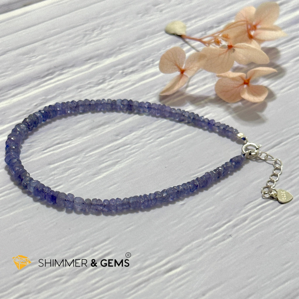 Tanzanite 925 Silver Bracelet (3-3.5mm Rondelle)