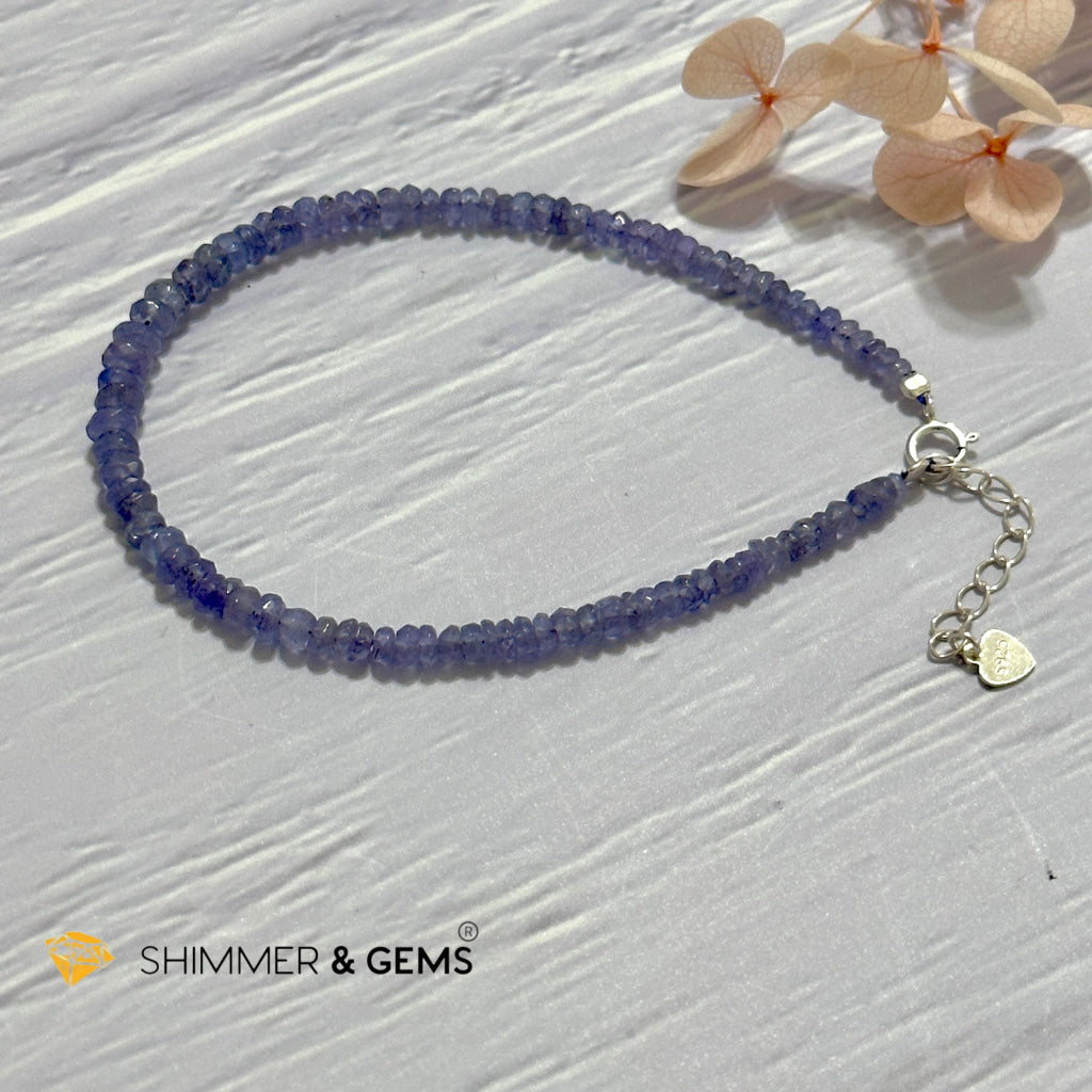 Tanzanite 925 Silver Bracelet (3-3.5mm Rondelle)