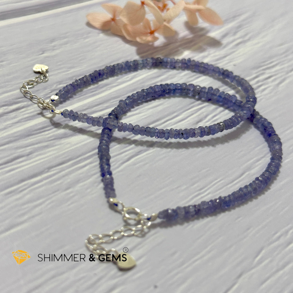 Tanzanite 925 Silver Bracelet (3-3.5mm Rondelle)