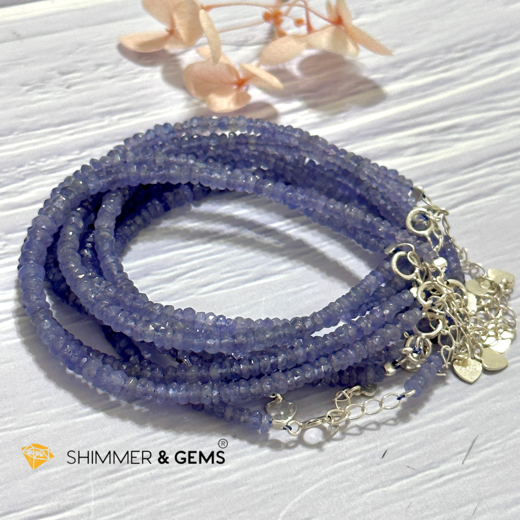 Tanzanite 925 Silver Bracelet (3-3.5mm Rondelle)