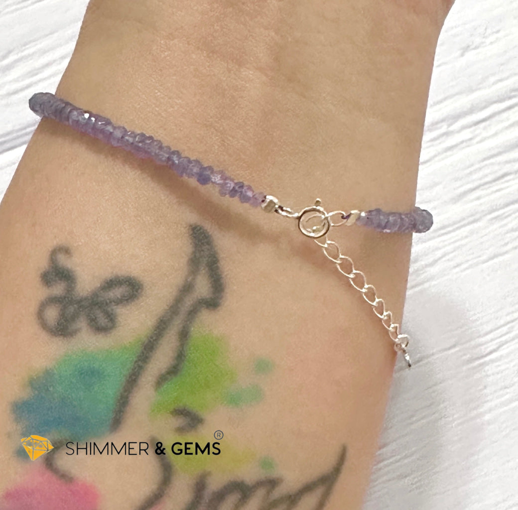 Tanzanite 925 Silver Bracelet (3-3.5mm Rondelle)