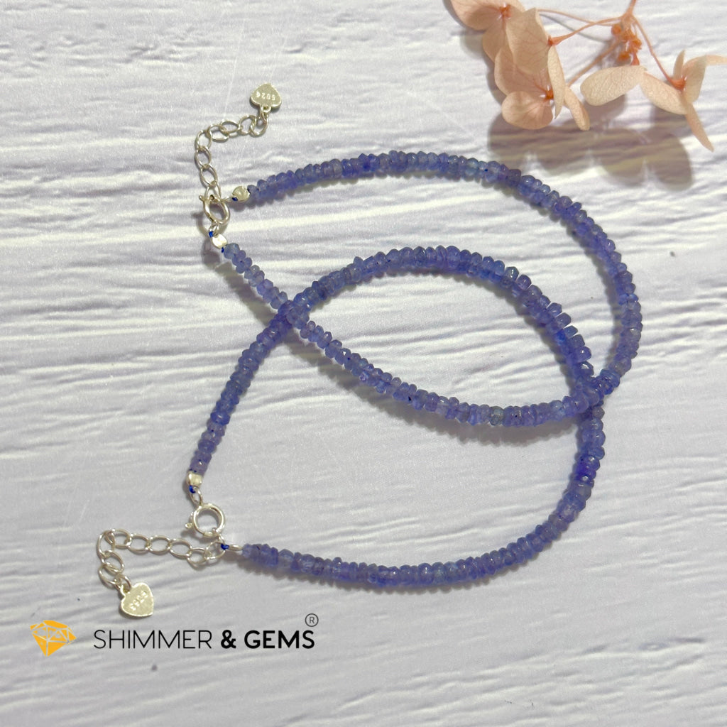 Tanzanite 925 Silver Bracelet (3-3.5mm Rondelle)