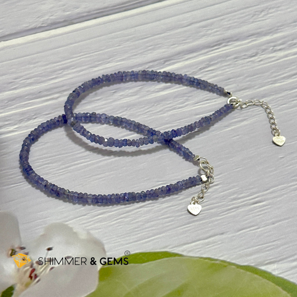 Tanzanite 925 Silver Bracelet (3-3.5mm Rondelle)