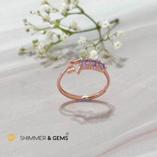 Tanzanite Star 925 Silver Rose Gold Ring