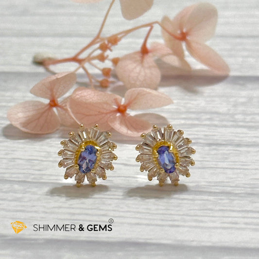 Tanzanite with Zirconia 925 Silver Earrings