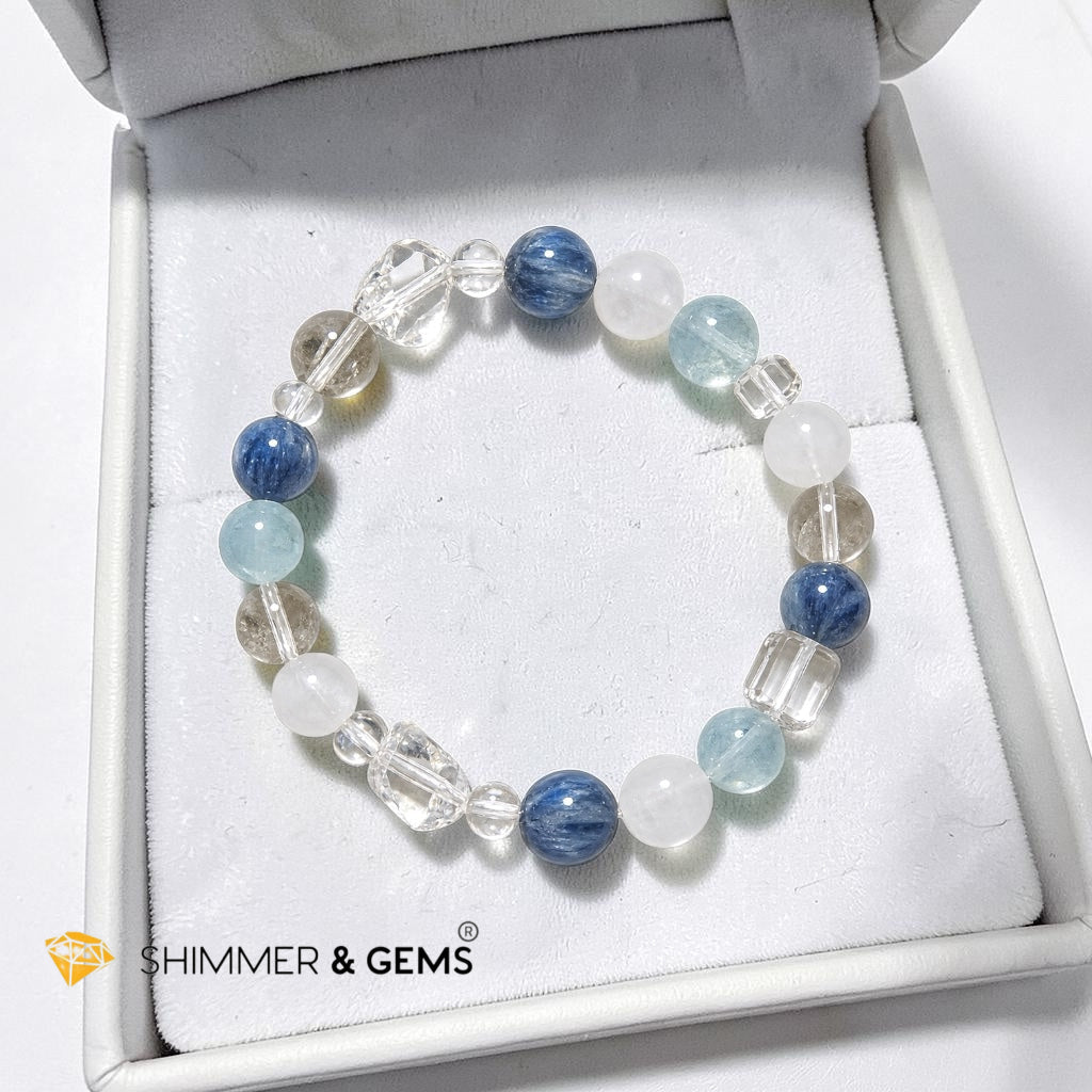Tension & Stress Relief Bracelet (Kyanite, Aquamarine, Moonstone & Quartz)