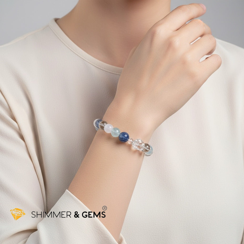 Tension & Stress Relief Bracelet (Kyanite, Aquamarine, Moonstone & Quartz)
