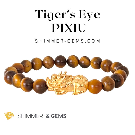 Tigers Eye Stainless Steel Pixiu Bracelet (8Mm)