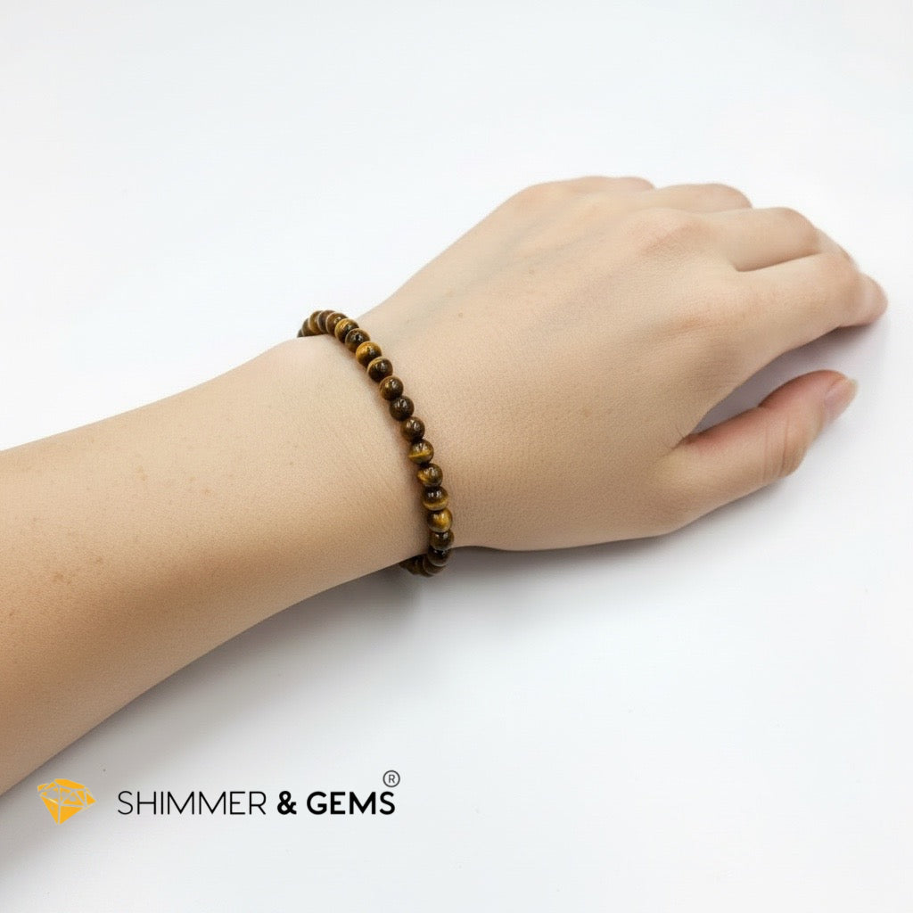 Tiger’s Eye 4mm Bracelet (Luck, Confidence, Success)