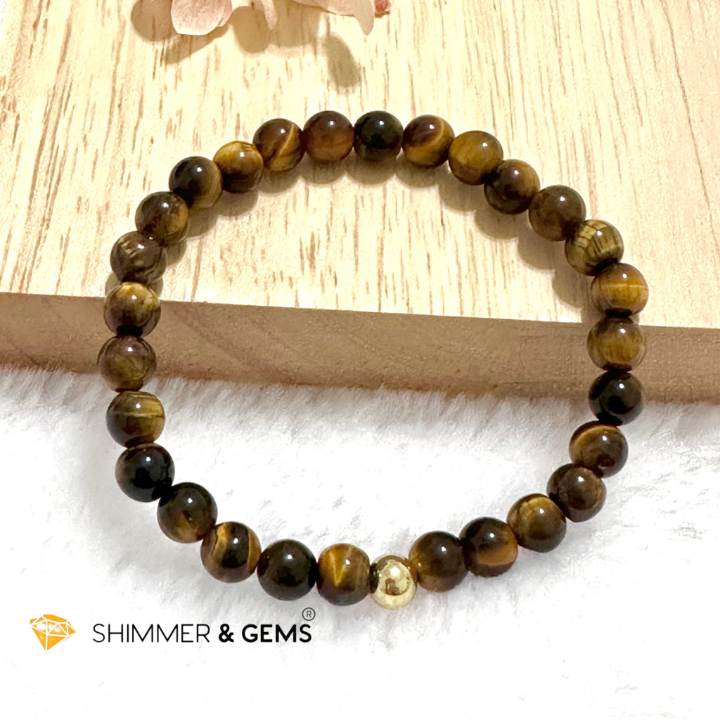 Tiger’s Eye 6mm Bracelet with 14k gold filled bead