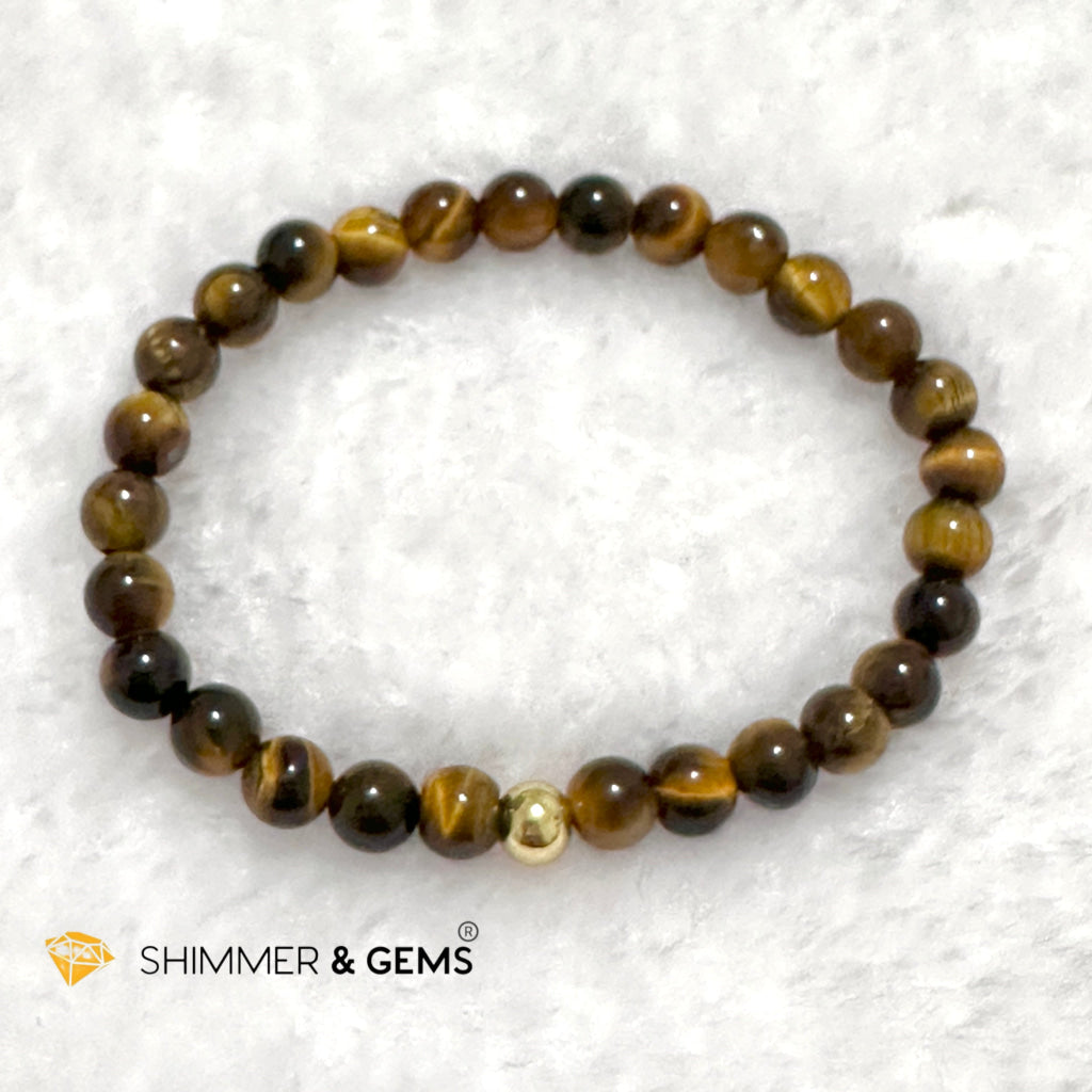 Tiger’s Eye 6mm Bracelet with 14k gold filled bead